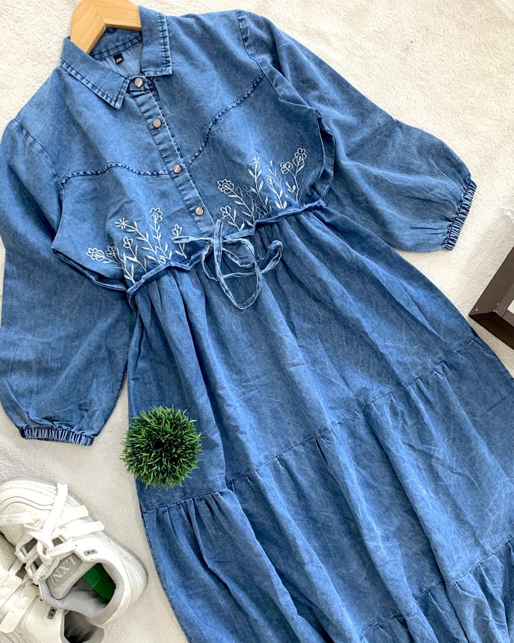 ○○ *HIGHLY FLARED *SOFT DENIM* GOWN WITH *WITH WIDTH AGJUSTABLE INBUILT TiE*○○