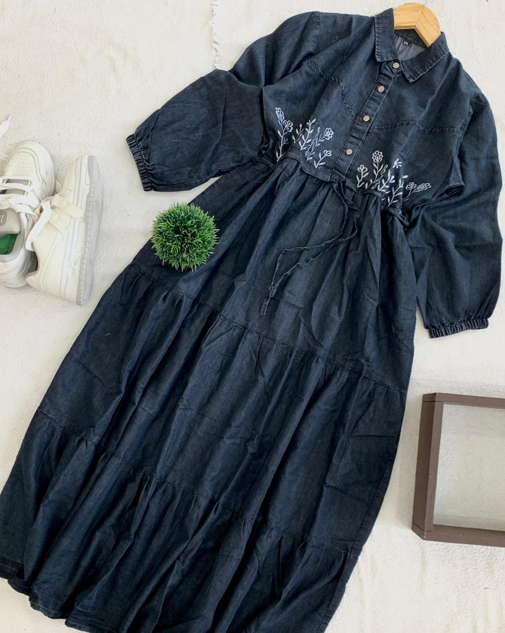 ○○ *HIGHLY FLARED *SOFT DENIM* GOWN WITH  *WITH WIDTH AGJUSTABLE INBUILT TiE*○○