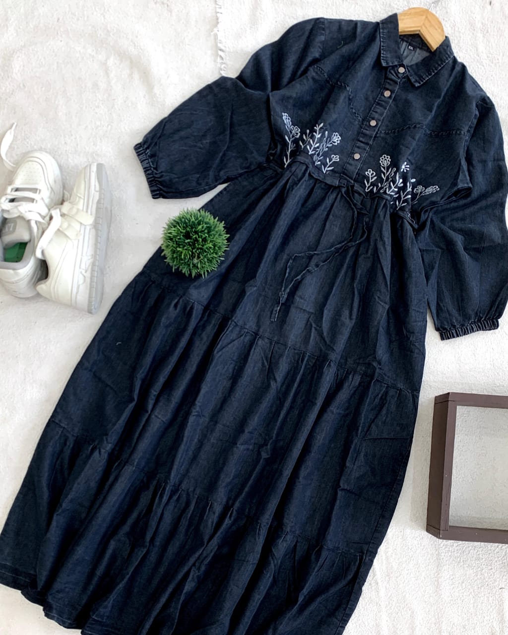 ○○ *HIGHLY FLARED *SOFT DENIM* GOWN WITH  *WITH WIDTH AGJUSTABLE INBUILT TiE*○○