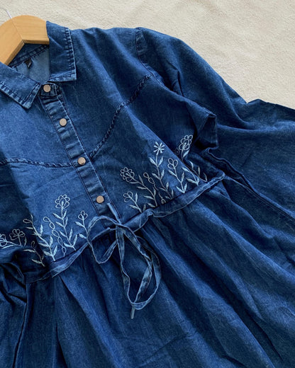 ○○ *HIGHLY FLARED *SOFT DENIM* GOWN WITH  *WITH WIDTH AGJUSTABLE INBUILT TiE*○○