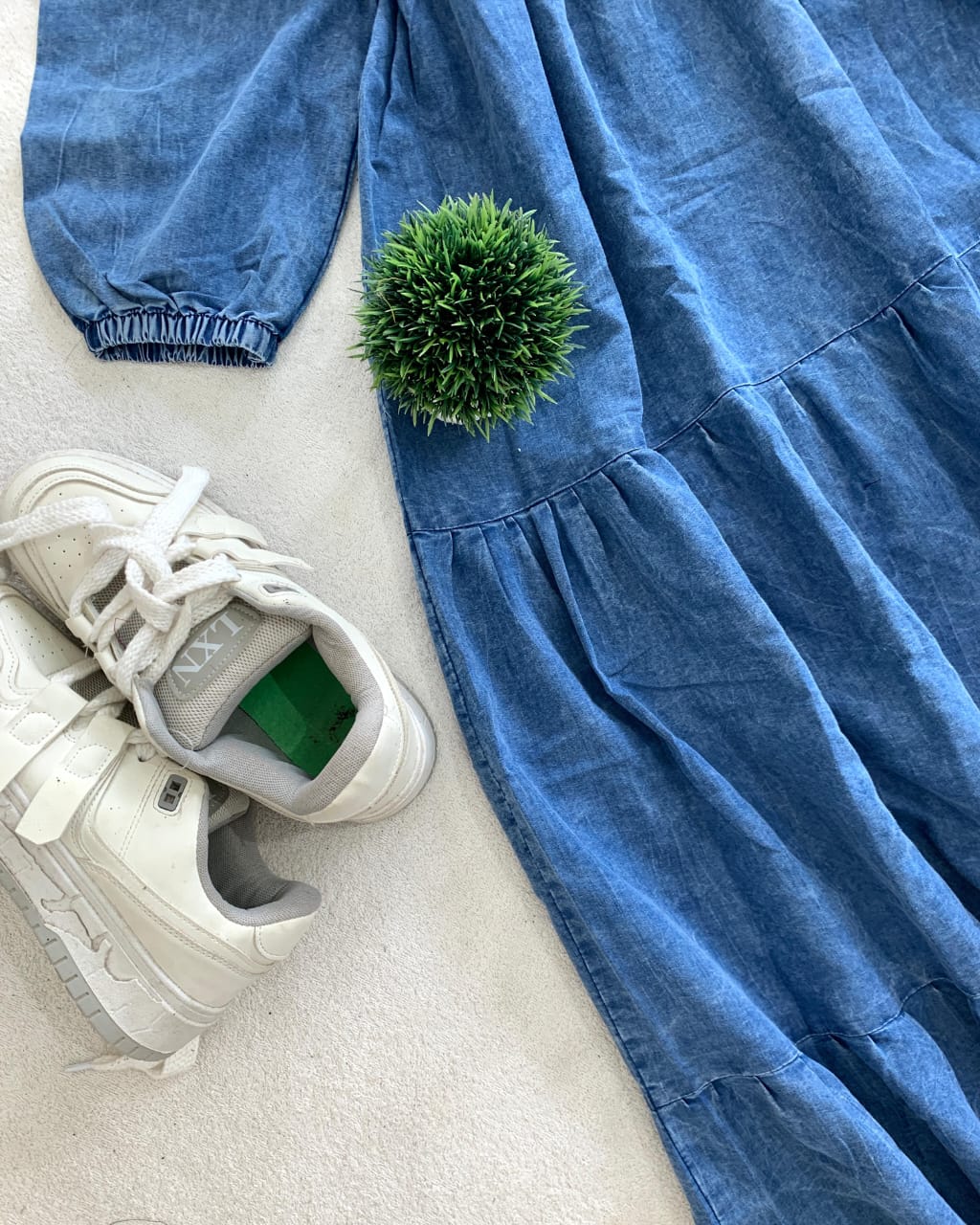 ○○ *HIGHLY FLARED *SOFT DENIM* GOWN WITH  *WITH WIDTH AGJUSTABLE INBUILT TiE*○○