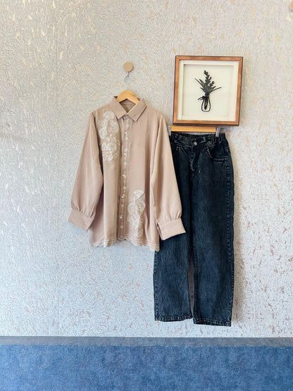 *Stylish Embroidery 🪡 Work Top With loos baggi pant*